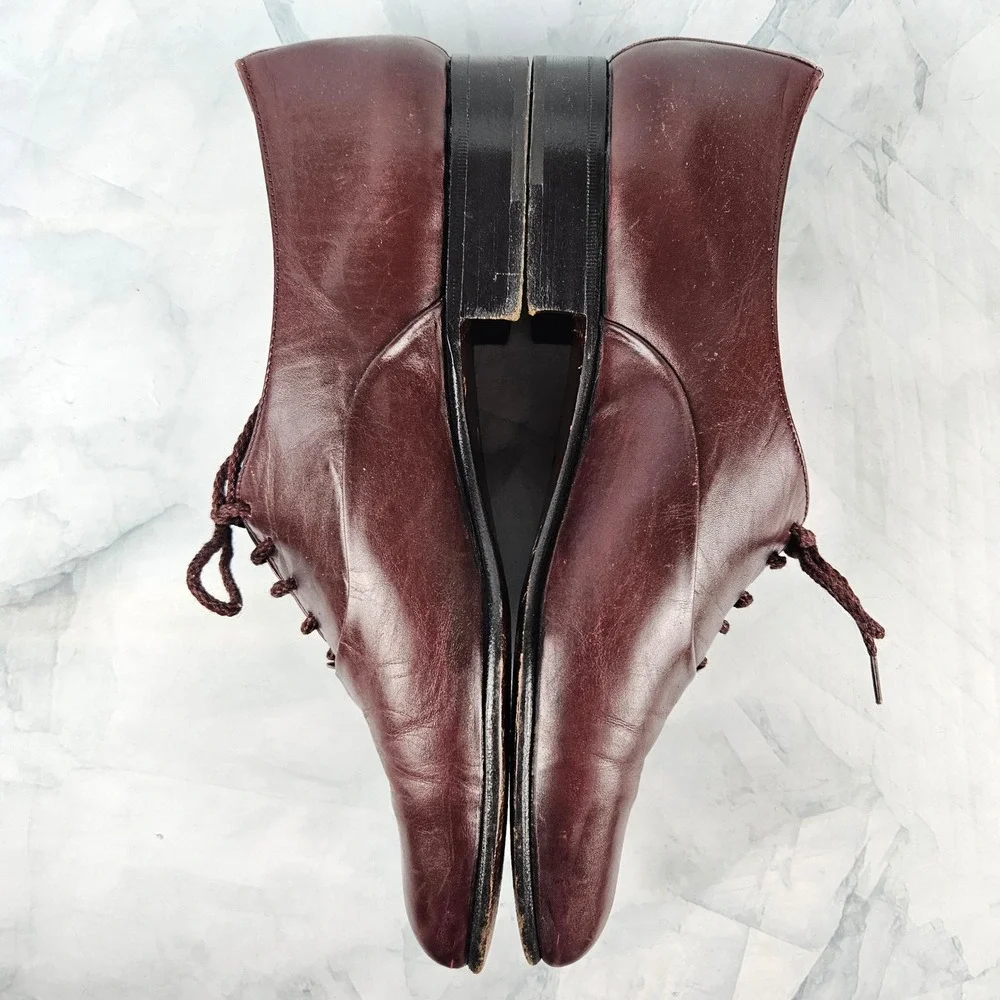 Nordstrom vintage made in italy‎ leather oxford loafers red burgundy women's 7m - Picture 5 of 9